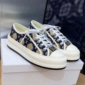 Walk'n'Dior Platform Sneakers Unisex Macrocannage Motif Canvas Blue
