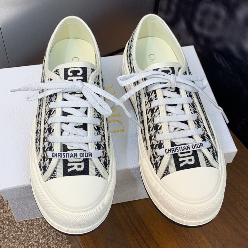 Walk'n'Dior Platform Sneakers Unisex Micro Houndstooth Motif Canvas Black - Image 2