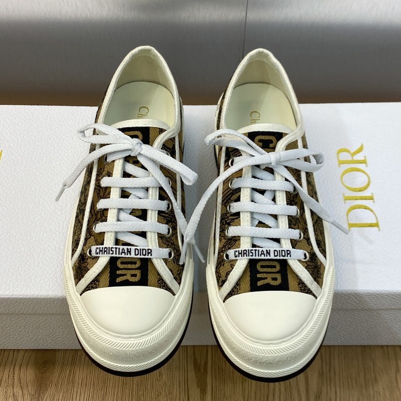 Walk'n'Dior Platform Sneakers Unisex Toile de Jouy Voyage Motif Canvas Beige - Image 2