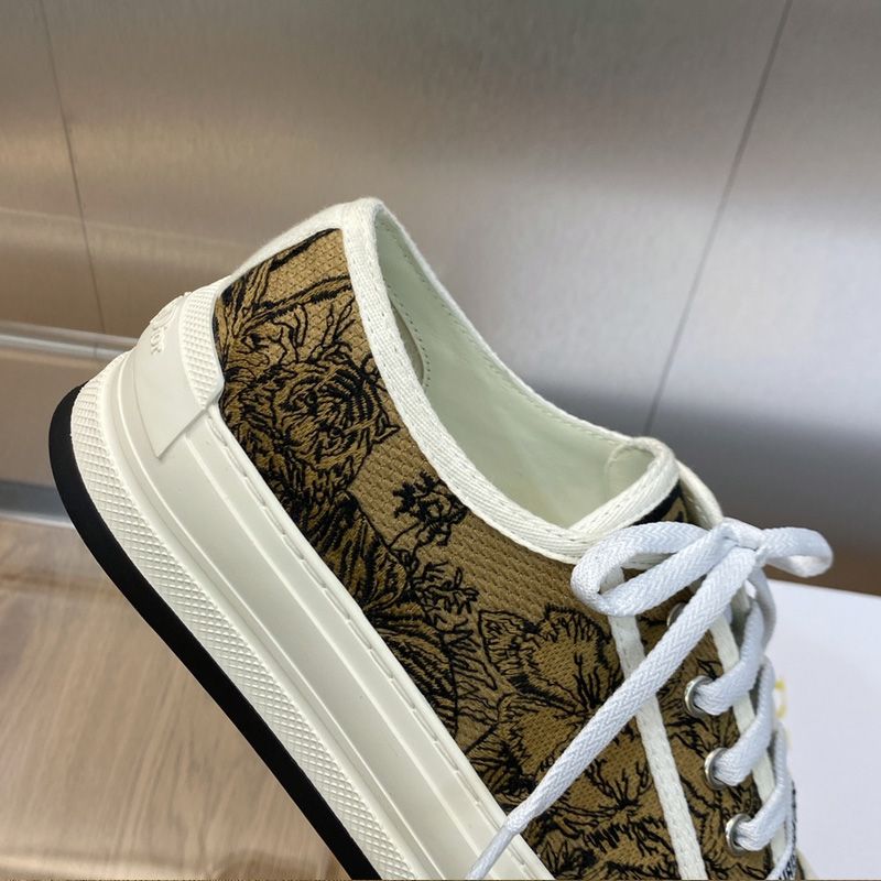 Walk'n'Dior Platform Sneakers Unisex Toile de Jouy Voyage Motif Canvas Beige - Image 3