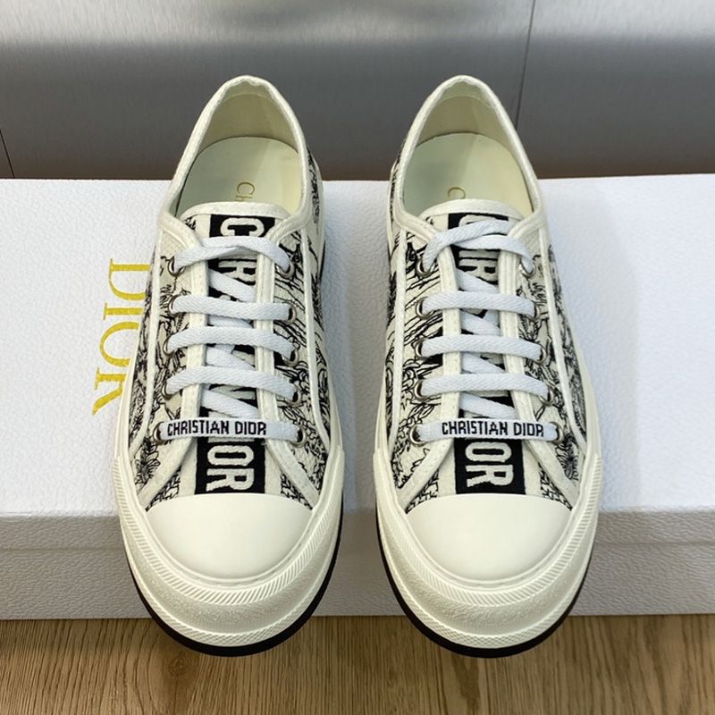 Walk'n'Dior Platform Sneakers Unisex Toile de Jouy Voyage Motif Canvas White - Image 2