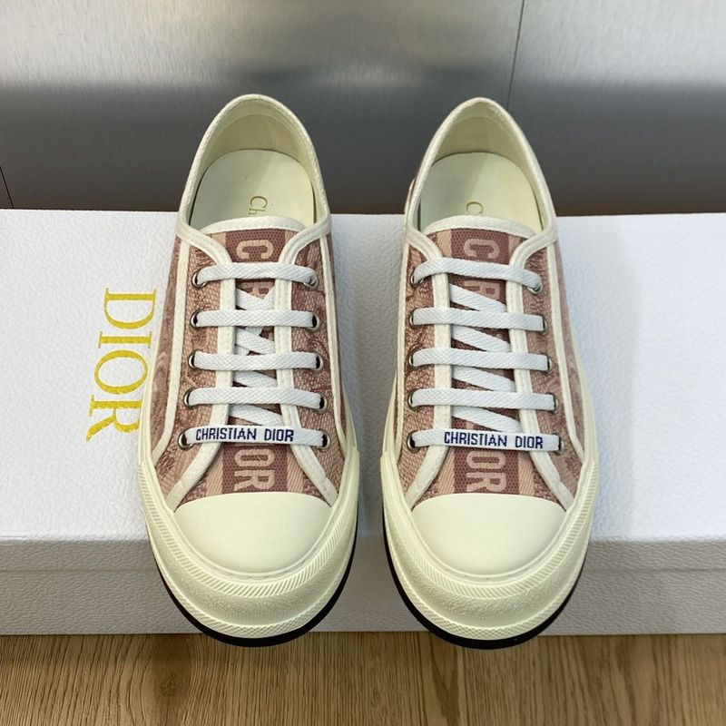 Walk'n'Dior Platform Sneakers Unisex Toile de Jouy Motif Canvas Pink - Image 2