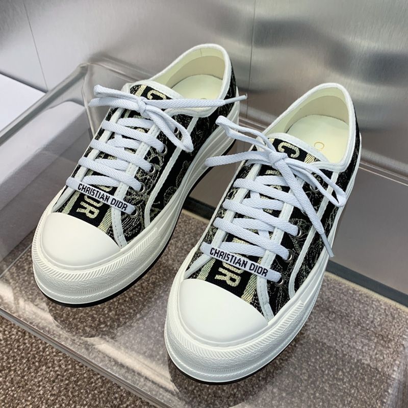 Walk'n'Dior Platform Sneakers Unisex Toile de Jouy Mexico Motif Canvas Black - Image 2