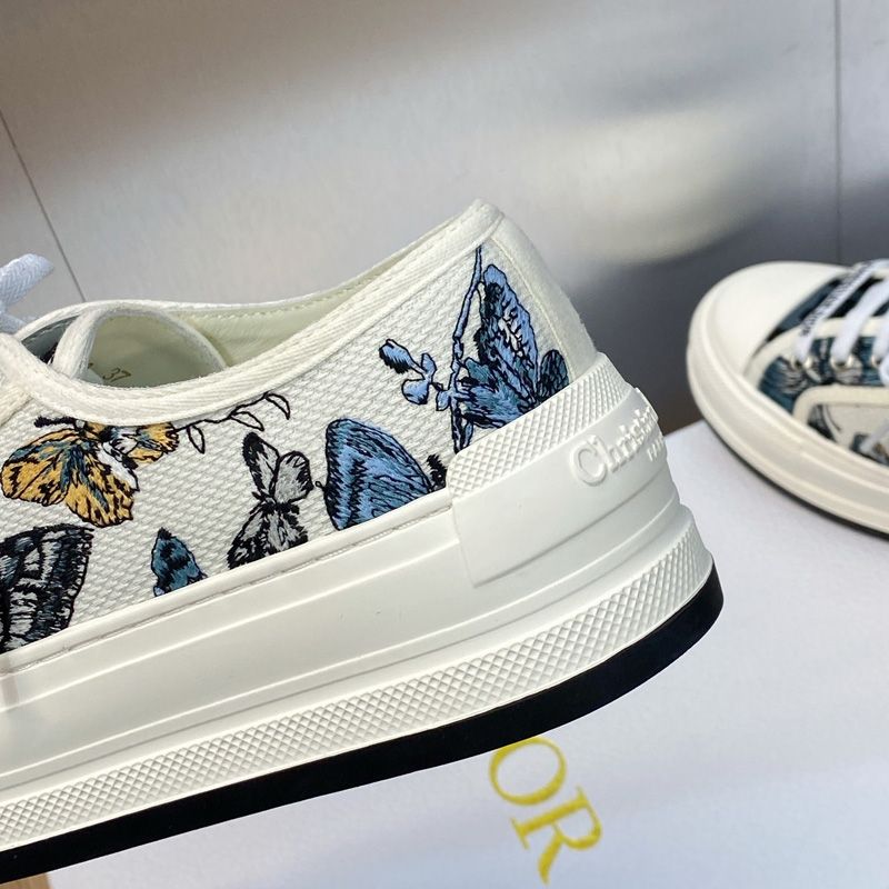 Walk'n'Dior Platform Sneakers Unisex Toile de Jouy Mexico Motif Canvas White/Blue - Image 3