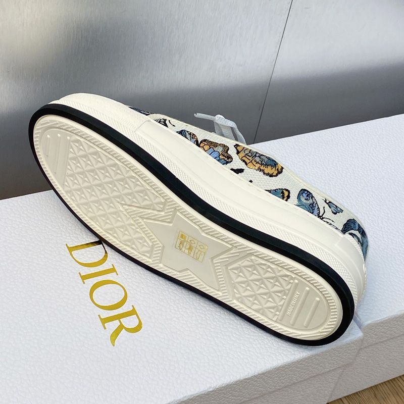 Walk'n'Dior Platform Sneakers Unisex Toile de Jouy Mexico Motif Canvas White/Blue - Image 4