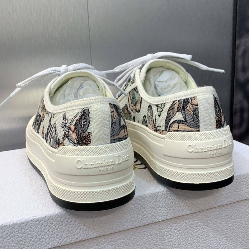 Walk'n'Dior Platform Sneakers Unisex Toile de Jouy Mexico Motif Canvas White/Green - Image 3