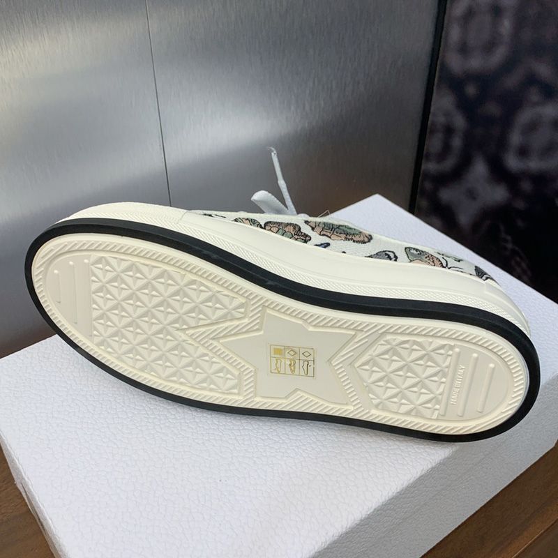 Walk'n'Dior Platform Sneakers Unisex Toile de Jouy Mexico Motif Canvas White/Green - Image 4