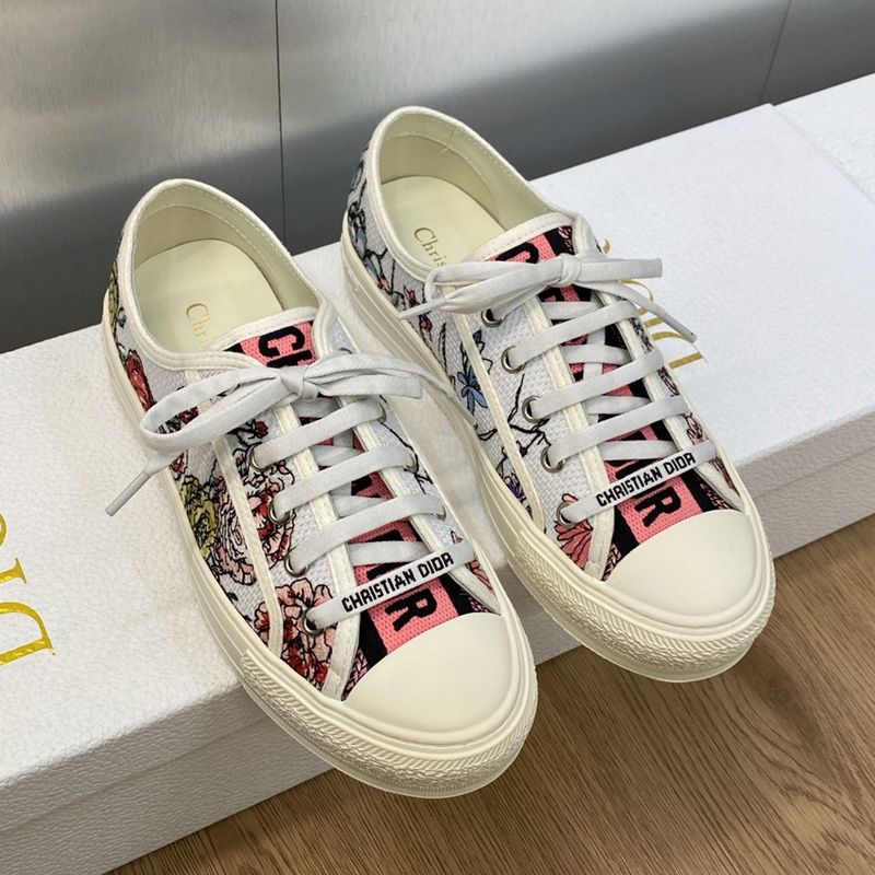 Walk'n'Dior Sneakers Women Florilegio Motif Canvas White/Pink - Image 2